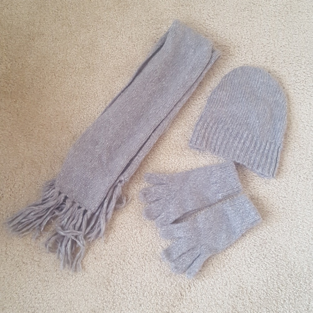 New York & Company Gray Scarf, Hat, & Gloves Set